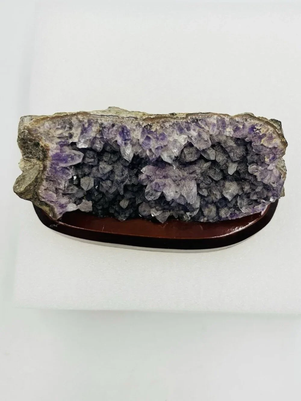 Amethyst Crystal Cluster Geode Decorator Piece on Display Stand Base Home Accent